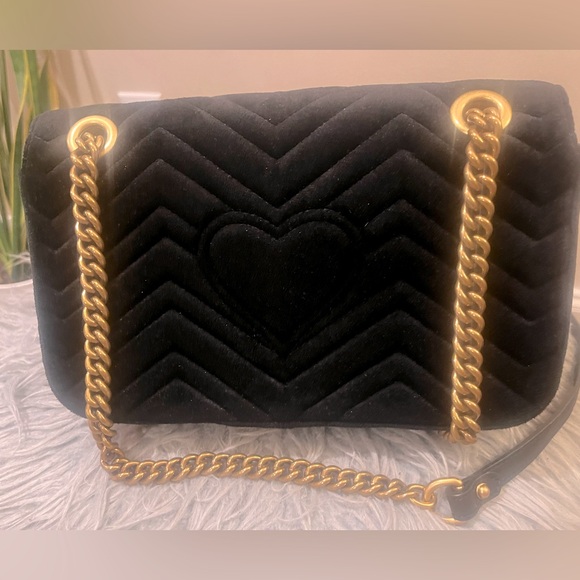 Gucci GG Velvet Marmont Matelasse Small Shoulder cross body Bag Black - Picture 7 of 16